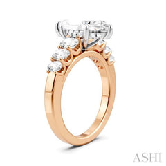 1 Ctw Marquise Shape Oval and Round Cut Diamond Semi-Mount Engagement Ring in 14K Rose and White Gold