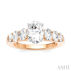 1 Ctw Oval Shape Oval and Round Cut Diamond Semi-Mount Engagement Ring in 14K Rose and White Gold