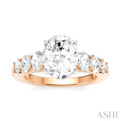 1 Ctw Oval Shape Oval and Round Cut Diamond Semi-Mount Engagement Ring in 14K Rose and White Gold