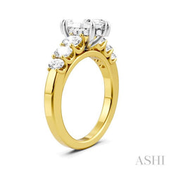 1 Ctw Marquise Shape Oval and Round Cut Diamond Semi-Mount Engagement Ring in 14K Yellow and White Gold