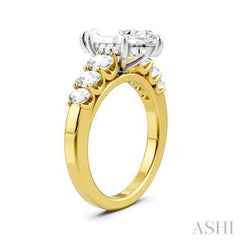 1 Ctw Marquise Shape Oval and Round Cut Diamond Semi-Mount Engagement Ring in 14K Yellow and White Gold