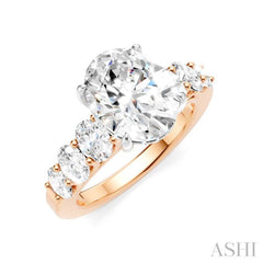 1 1/4 Ctw Oval Shape Oval and Round Cut Diamond Semi-Mount Engagement Ring in 14K Rose and White Gold