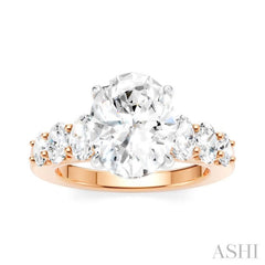 1 1/4 Ctw Oval Shape Oval and Round Cut Diamond Semi-Mount Engagement Ring in 14K Rose and White Gold