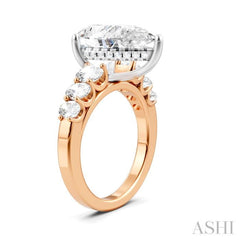 1 1/4 Ctw Pers Shape Oval and Round Cut Diamond Semi-Mount Engagement Ring in 14K Rose and White Gold
