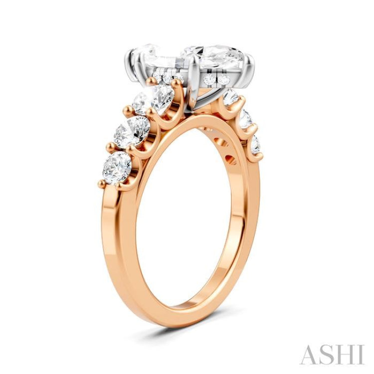 1 Ctw Marquise Shape Round Cut Diamond Semi-Mount Engagement Ring in 14K Rose and White Gold