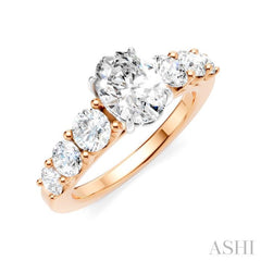 1 Ctw Oval Shape Round Cut Diamond Semi-Mount Engagement Ring in 14K Rose and White Gold
