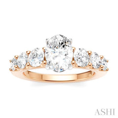 1 Ctw Oval Shape Round Cut Diamond Semi-Mount Engagement Ring in 14K Rose and White Gold