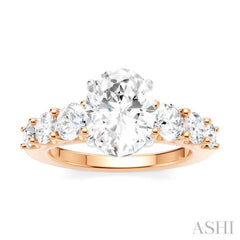 1 Ctw Oval Shape Round Cut Diamond Semi-Mount Engagement Ring in 14K Rose and White Gold