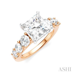 1 Ctw Princess Shape Round Cut Diamond Semi-Mount Engagement Ring in 14K Rose and White Gold