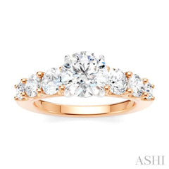 1 Ctw Round Shape Round Cut Diamond Semi-Mount Engagement Ring in 14K Rose and White Gold