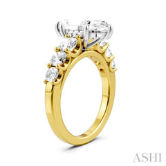 1 Ctw Marquise Shape Round Cut Diamond Semi-Mount Engagement Ring in 14K Yellow and White Gold