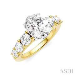 1 Ctw Oval Shape Round Cut Diamond Semi-Mount Engagement Ring in 14K Yellow and White Gold