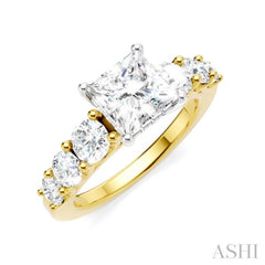 1 Ctw Princess Shape Round Cut Diamond Semi-Mount Engagement Ring in 14K Yellow and White Gold