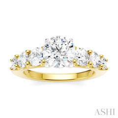 1 Ctw Round Shape Round Cut Diamond Semi-Mount Engagement Ring in 14K Yellow and White Gold