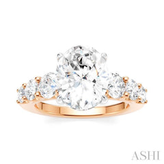 1 1/5 Ctw Oval Shape Round Cut Diamond Semi-Mount Engagement Ring in 14K Rose and White Gold