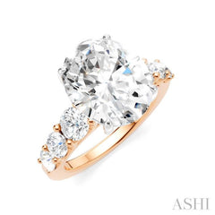1 1/4 Ctw Oval Shape Round Cut Diamond Semi-Mount Engagement Ring in 14K Rose and White Gold