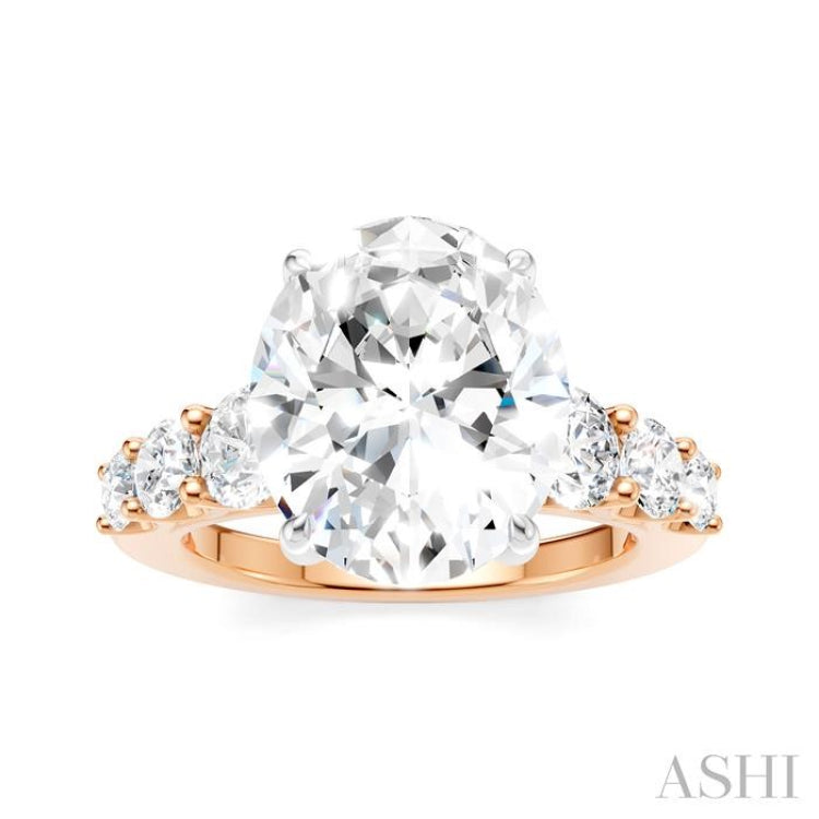 1 1/4 Ctw Oval Shape Round Cut Diamond Semi-Mount Engagement Ring in 14K Rose and White Gold
