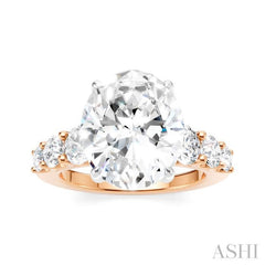 1 1/4 Ctw Oval Shape Round Cut Diamond Semi-Mount Engagement Ring in 14K Rose and White Gold
