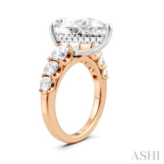 1 1/4 Ctw Pear Shape Round Cut Diamond Semi-Mount Engagement Ring in 14K Rose and White Gold