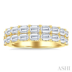 2 1/10 Ctw Twin Row Emerald Cut Diamond Fashion Band in 14K Yellow Gold