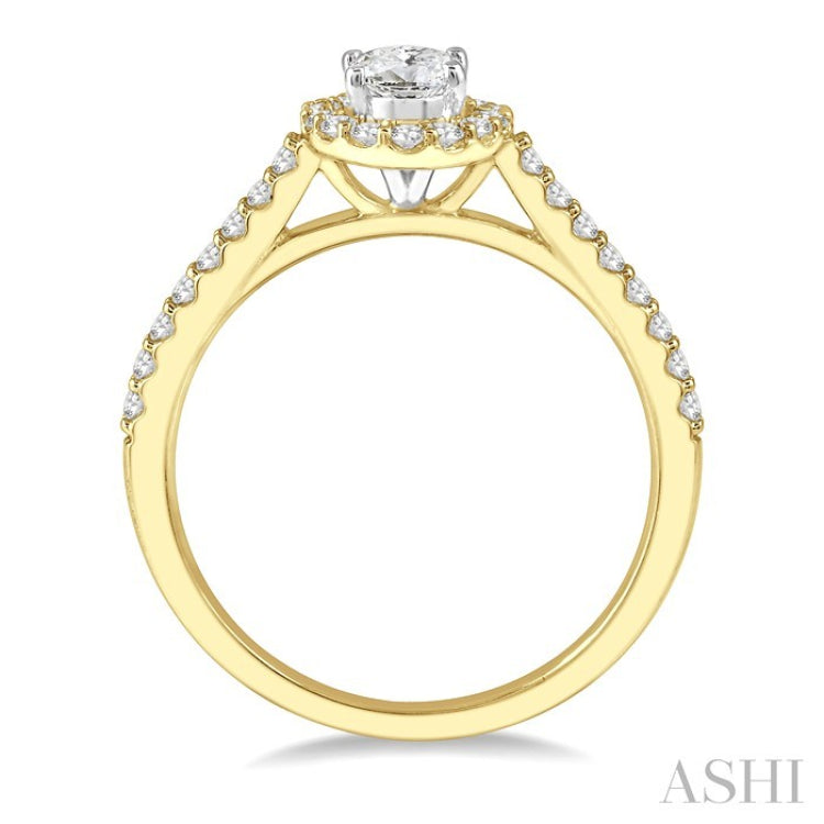 1/6 Ctw Oval Shape Semi-Mount Diamond Engagement Ring in 14K Yellow and White Gold