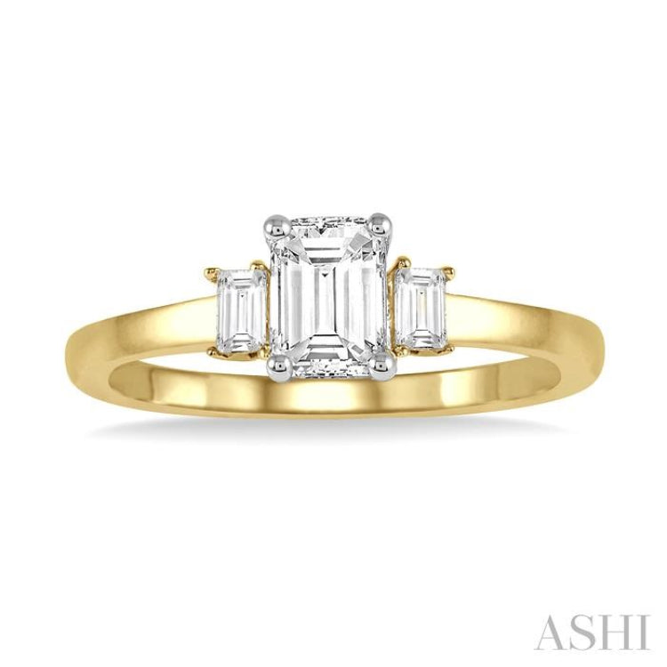 1/10 Ctw Baguette Diamond Semi-Mount Engagement Ring in 14K Yellow and White Gold