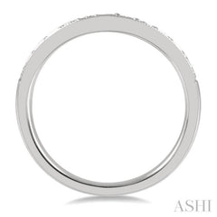 1/3 ctw Curved Center Milgrain Border Round Cut Diamond Wedding Band in 14K White Gold