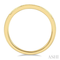 1/10 ctw Curved Center Milgrain Border Round Cut Diamond Wedding Band in 14K Yellow Gold