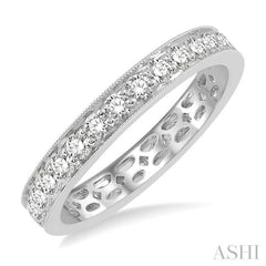 1.00 Ctw Round Cut Diamond Eternity Wedding Band in 14K White Gold