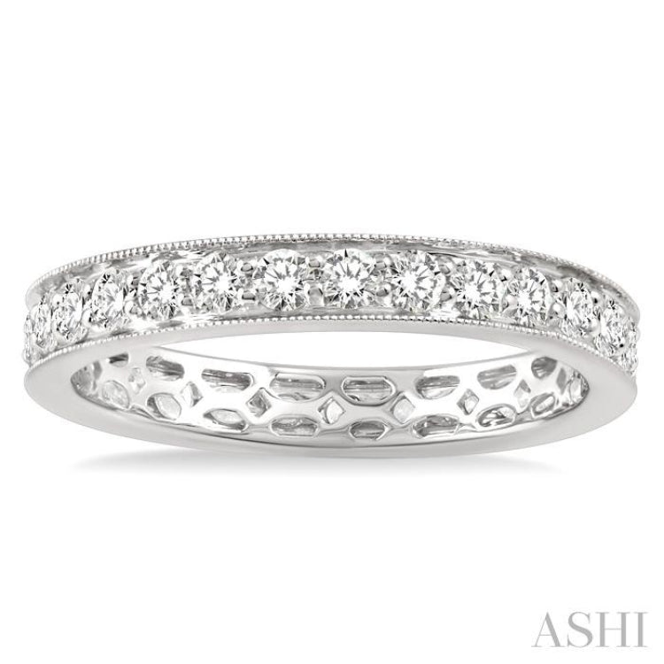 1.00 Ctw Round Cut Diamond Eternity Wedding Band in 14K White Gold