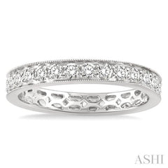 1.00 Ctw Round Cut Diamond Eternity Wedding Band in 14K White Gold