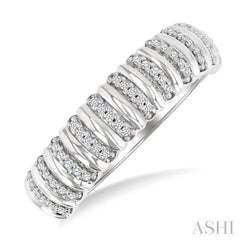 1/6 Ctw Ribbed Round Cut Diamond Pirouette Fashion Ring in 10K White Gold