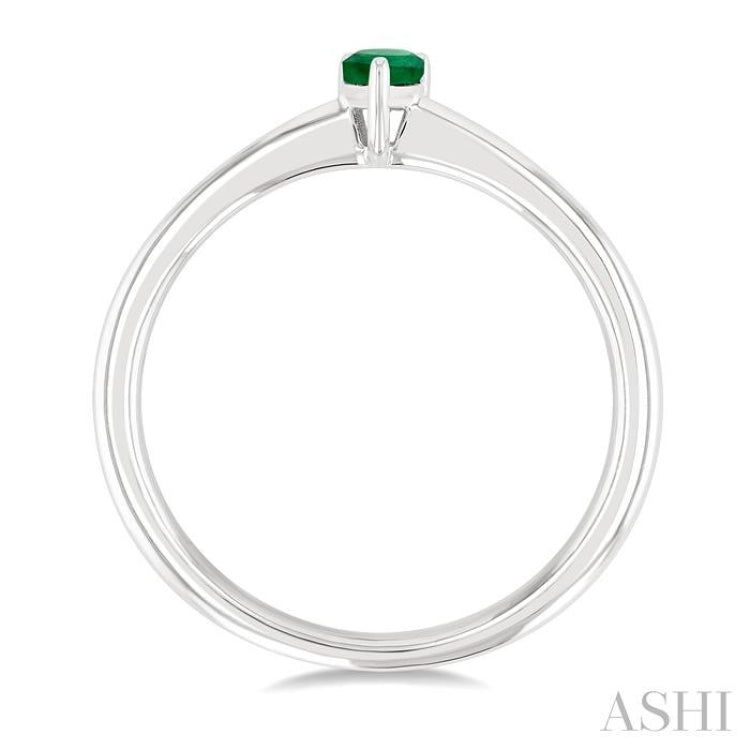 5x3 MM Pear shape Emerald Precious Solitaire Ring in 14K White Gold