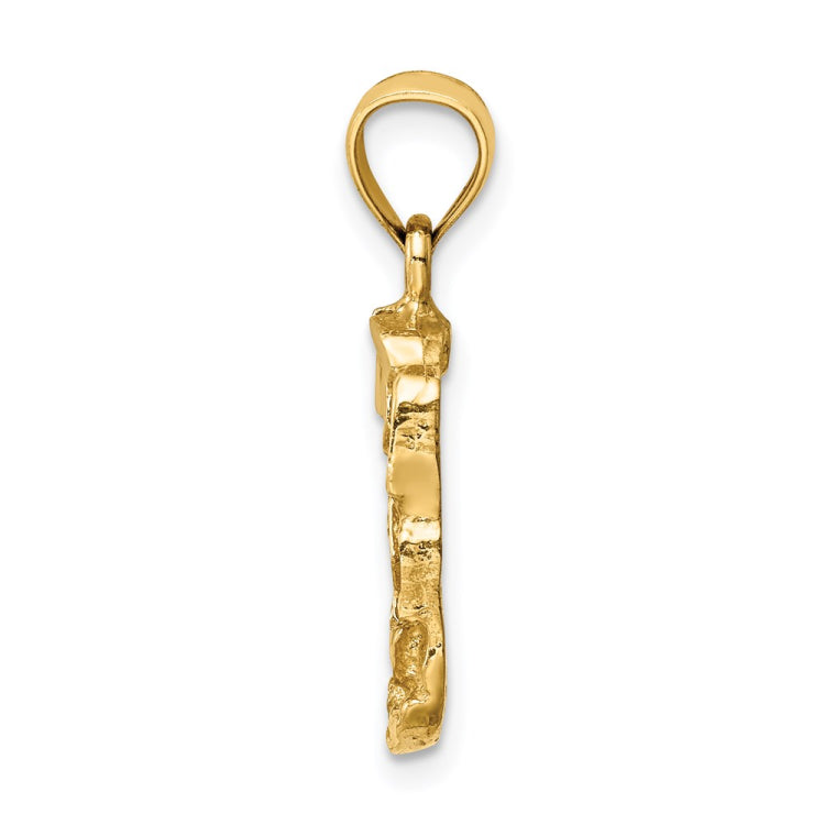 14K Diamond-cut Nugget Pendant