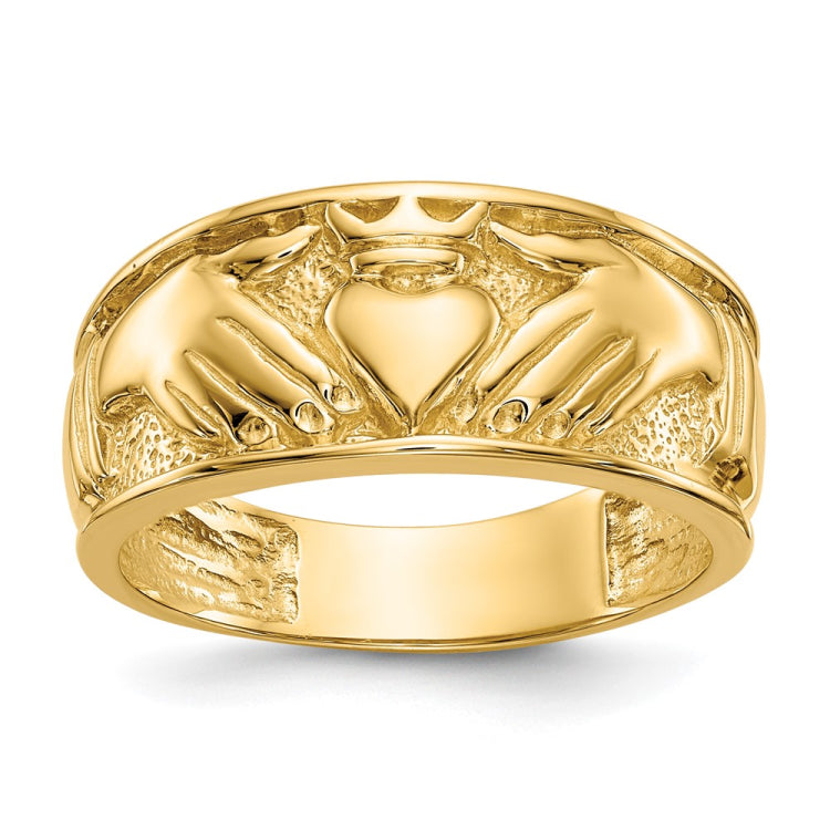 14k Mens Polished Claddagh Band