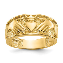 14k Mens Polished Claddagh Band