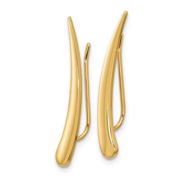 14k Polished Pointed Ear Climber Earrings