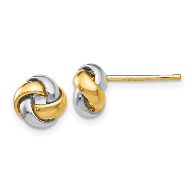14k Two-tone 8mm Polished Love Knot Post Earrings