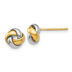 14k Two-tone 8mm Polished Love Knot Post Earrings