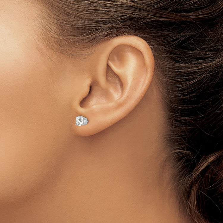 14k White Gold 5.5mm Round CZ Stud Earrings