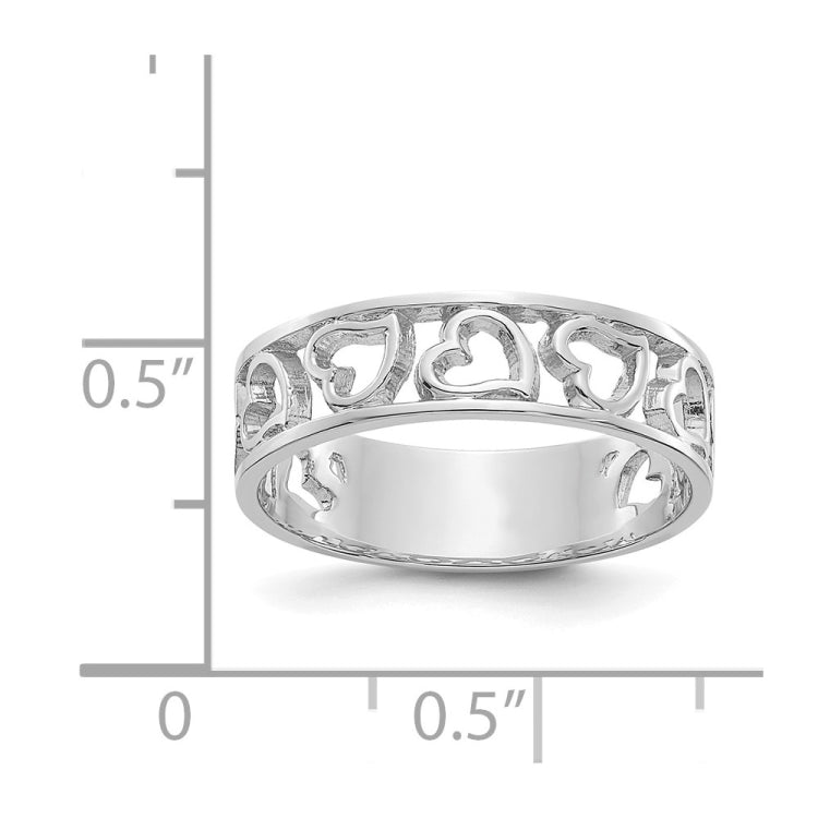14k White Gold Hearts Ring