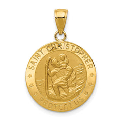 14k Polished and Satin Solid Saint Christopher Medal Pendant