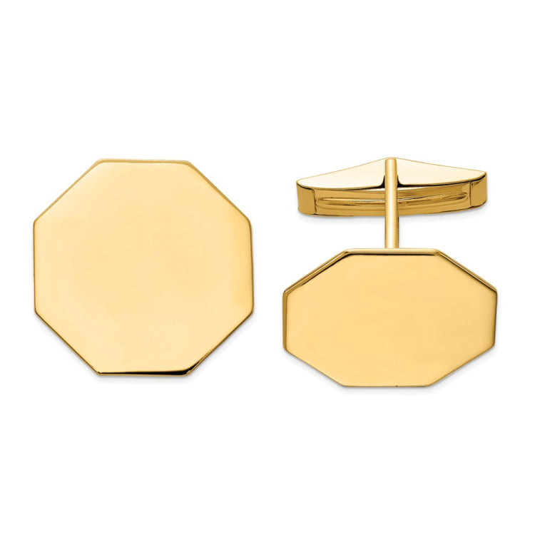 14K Mens Octagonal Cuff Links