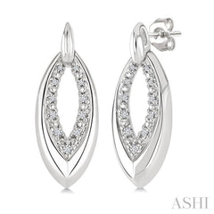 1/10 Ctw Marquise Shape Inner Link Single Cut Diamond Earrings in Sterling Silver