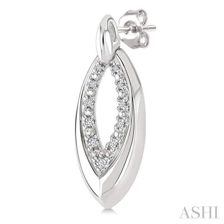 1/10 Ctw Marquise Shape Inner Link Single Cut Diamond Earrings in Sterling Silver