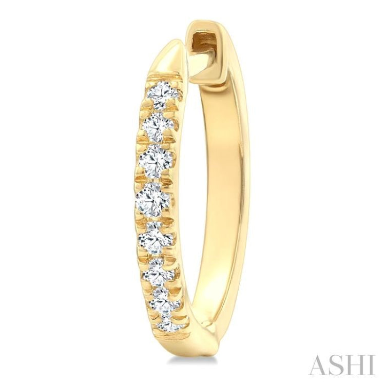 1/4 Ctw Round Cut Diamond Huggie Petite Earrings in 10K Yellow Gold
