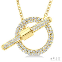1/2 Ctw Circle Toggle Round Cut Diamond Fashion Necklace in 14K Yellow Gold