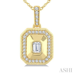 1/4 Ctw Open Window Octagon and Round Cut Golden Glow Diamond Fashion Pendant With Chain in 14K Yellow Gold