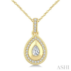 1/4 Ctw Open Window Pear and Round Cut Golden Glow Diamond Fashion Pendant With Chain in 14K Yellow Gold