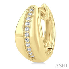 1/6 Ctw Round Cut Golden Glow Diamond Bold Fashion Hoop Earrings in 10K Yellow Gold